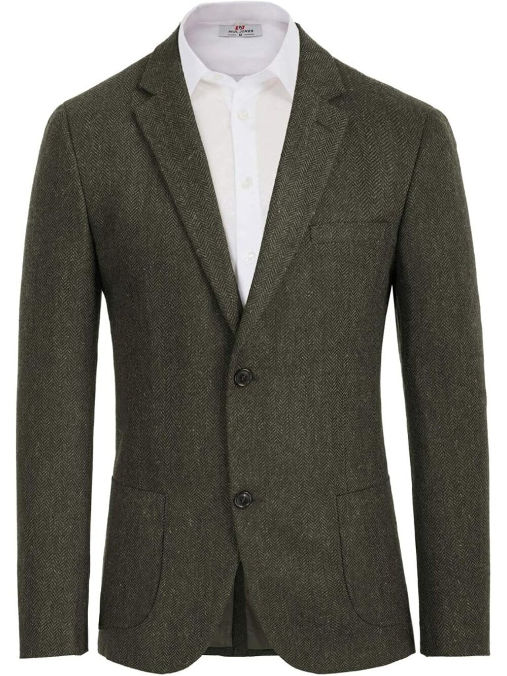 Men's Herringbone Tweed Blazer British Wool Blend Sport Coat Jacket